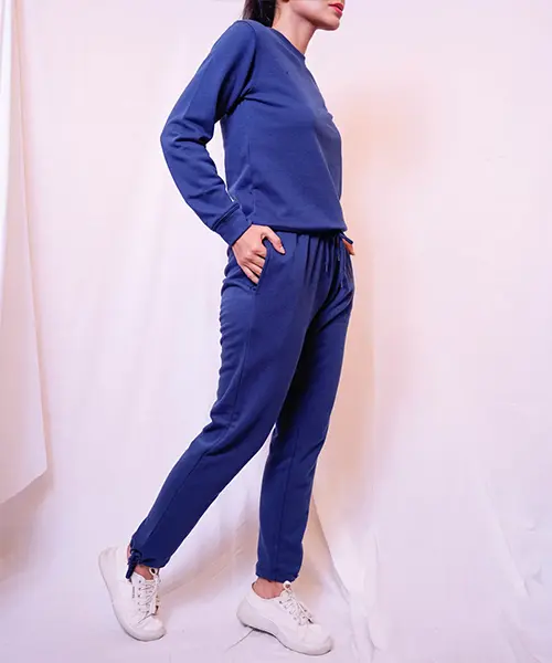 french terry tracksuit with drawstrings ready for custom bulk apparel manufacturing