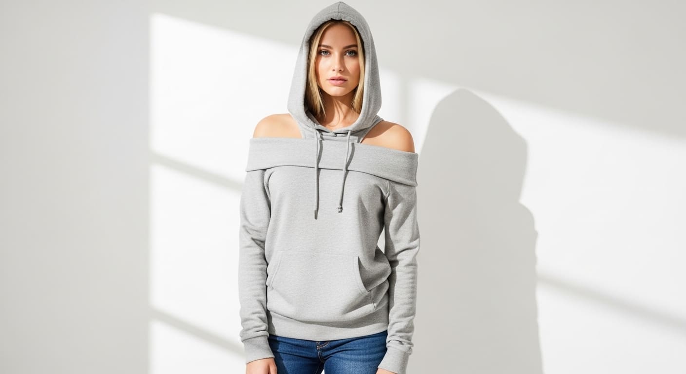 off shoulder hoodie